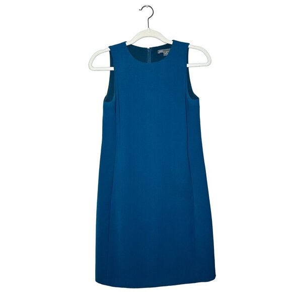 Vince Crepe Shift Dress with Pockets Size 0 Teal Blue Sleeveless Shift - Picture 2 of 9